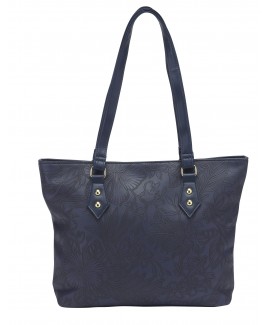 Lorenz Top Zip Twin Handled Tote Bag in Floral Embossed PU